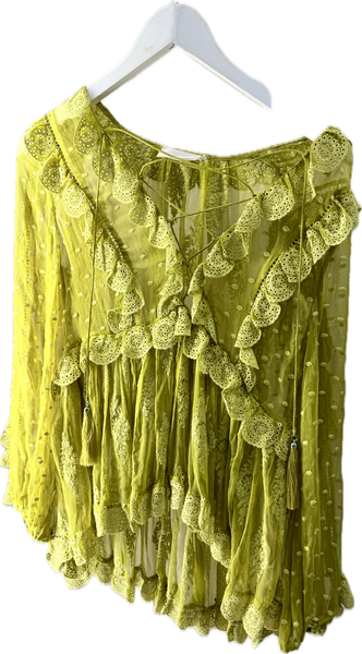 Zimmerman Silk Chartreuse Lace Top
