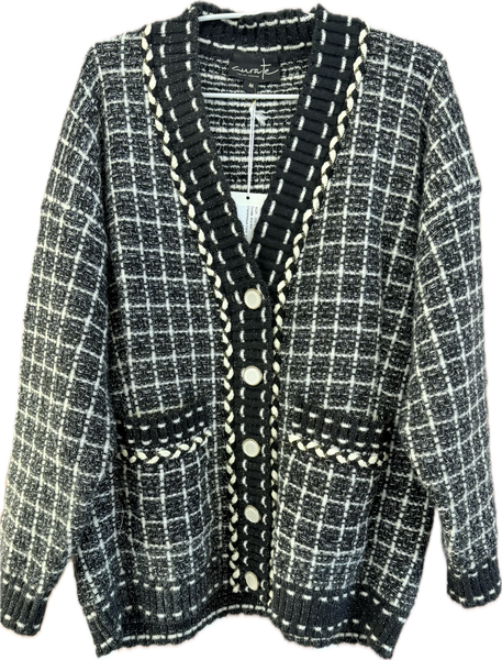 Curate Black and White Knit Cardigan
