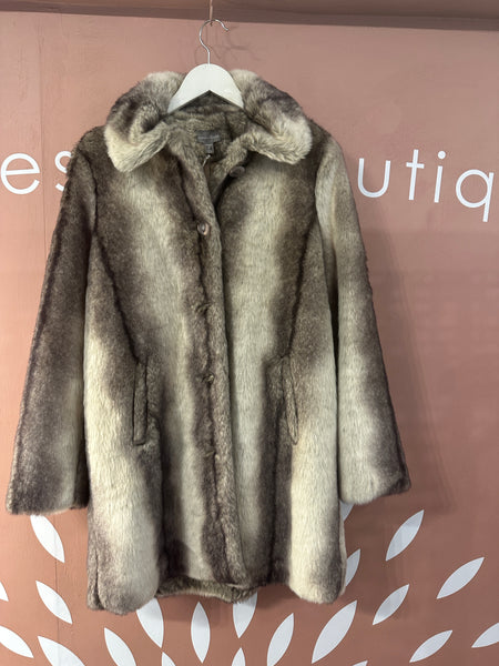 Scarlet fur coat.